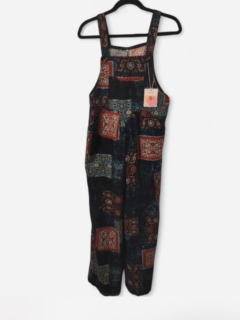 India Boutique Navy Patchwork Print Jumpsuit